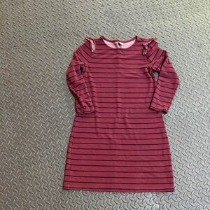 Old Navy Women’s Maroon and Black Striped Dress with Ruffle sleeve XS